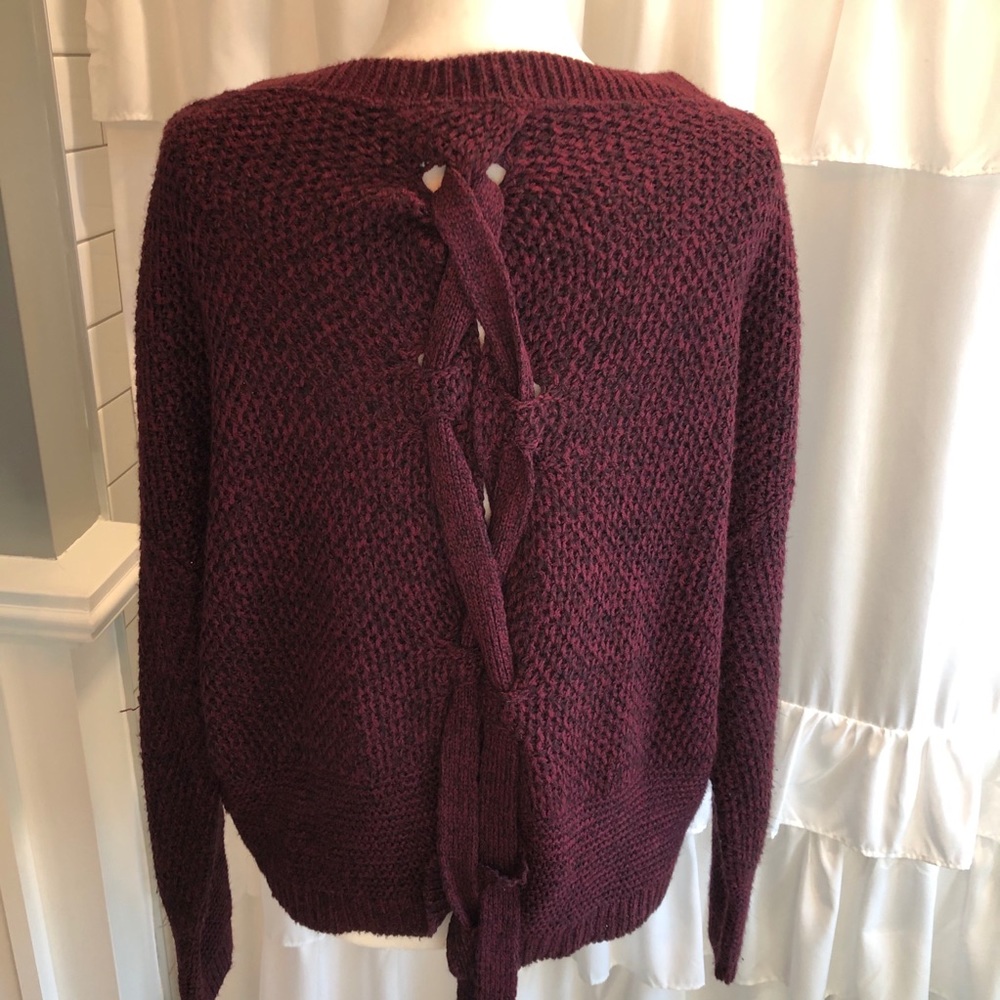 Express tie-up-back sweater, medium